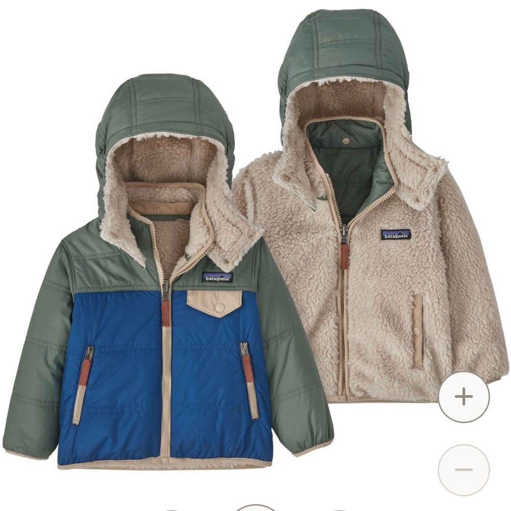 NWT!Patagonia Baby Reversible Tribbles Hoody!Size 12-18 months!Color is Red/Navy